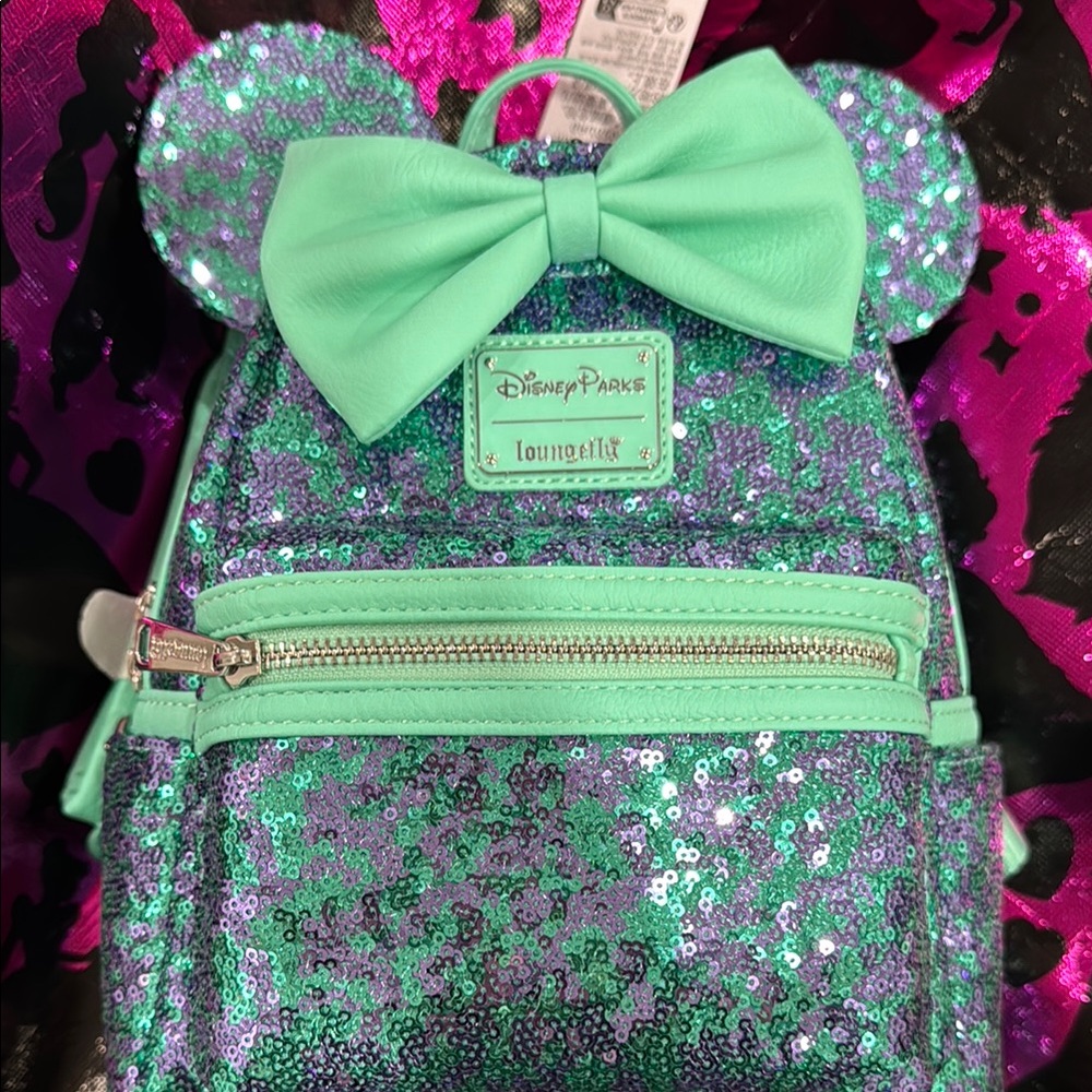 Loungefly sequin Disney parks Backpack with Bow